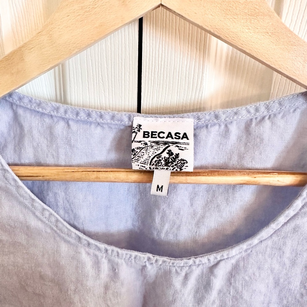 Linen Blend Lavender Sleeveless Tunic — - Picture 4 of 10